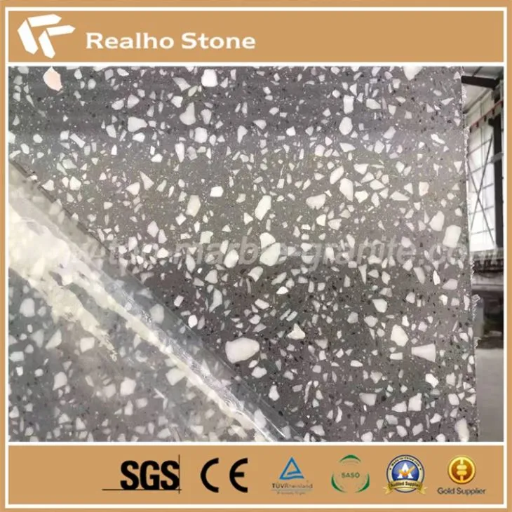 Polished Grey Black Terrazzo Home Floor Tiles