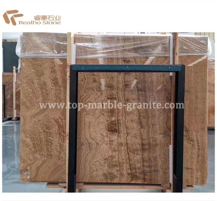 Cross Cut Wooden Vein Yellow Marble Slabs