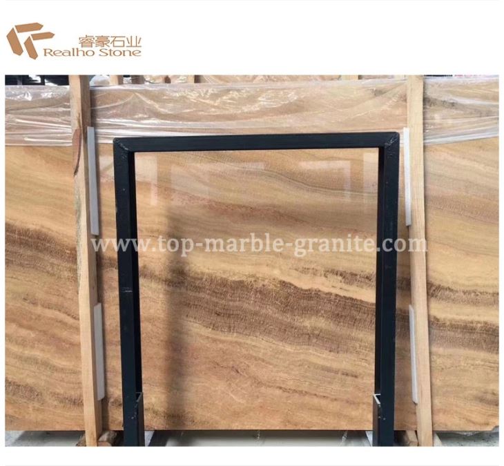 Cross Cut Wooden Vein Yellow Marble Slabs