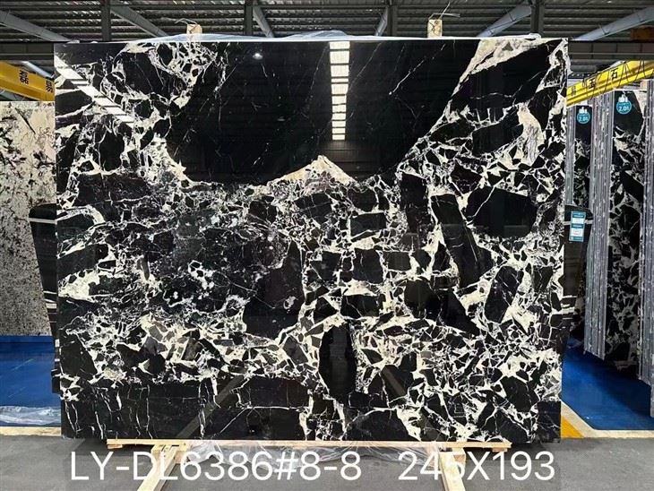 black snow flowers marble